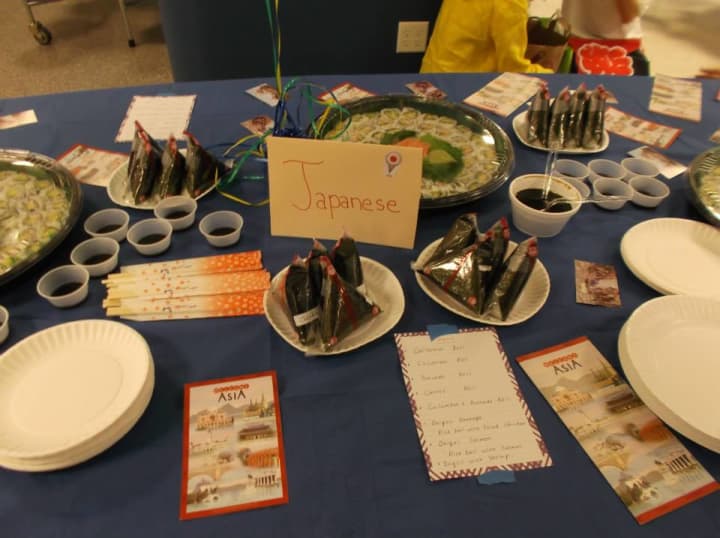 Eastchester Middle School students transformed their school cafeteria to represent countries around the world. 