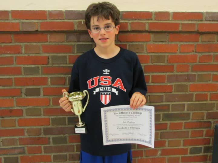 Jack Loughney, Mount Kisco Elementary School fourth-grader, earned top honors at Wordmasters Challenge. 