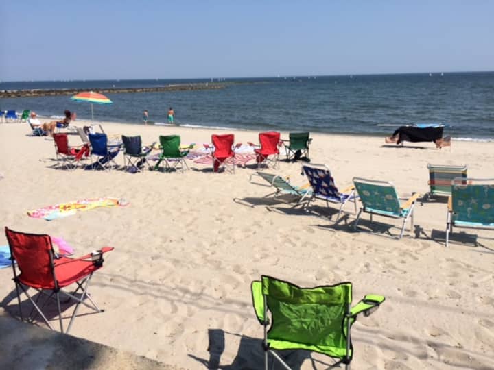 Chairs were already set up at Compo Beach in Westport at 4:30 for the annual Fourth of July fireworks.