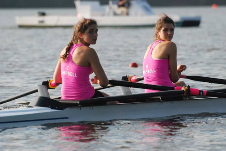 New Canaan&#x27;s Mary and Claire Campbell won the junior women&#x27;s double sculls Wednesday at the 2014 Junior World Championships Trials on Mercer Lake in New Jersey. The represented Norwalk-based Maritime Rowing Club. 