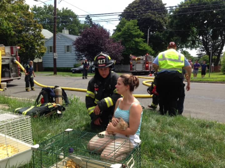 All the people and animals were safe at a burning house on Knapps Highway as Fairfield firefighters worked to put out a basement blaze in the home.