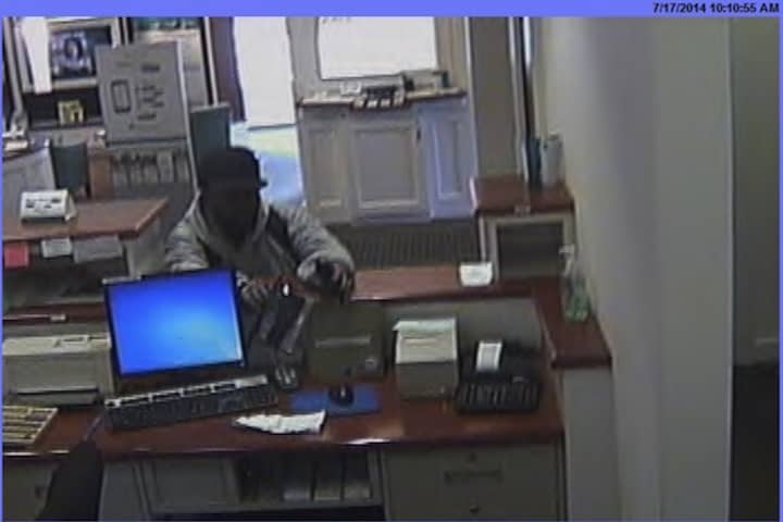 Surveillance footage of the man who police said robbed the First County Bank in Norwalk Thursday morning.