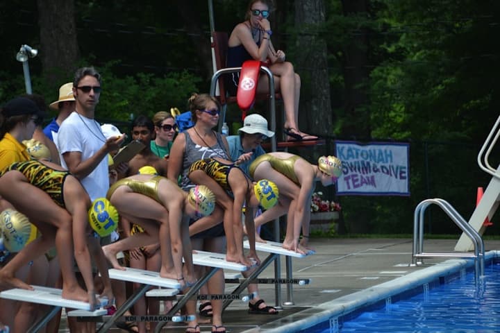 Katonah and Chappaqua swimmers are at the starting block in a July 12 dual meet won by Chappaqua.
