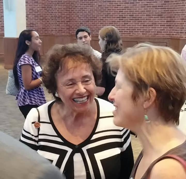 U.S. Rep. Nita Lowey talks to one of the guests at the women&#x27;s health forum at Mercy College ion Monday, July 28.