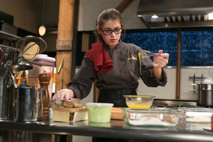 Hannah Bukzin works in the &#x27;Chopped&#x27; kitchen during Tuesday&#x27;s episode.