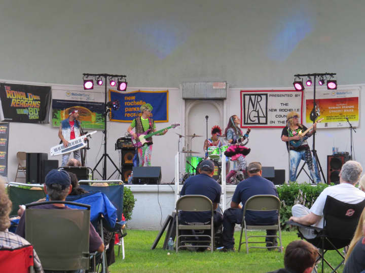 The Ronald Reagans Big &#x27;80s Show played as part of the New Rochelle Summer Concert series on Tuesday, July 29.