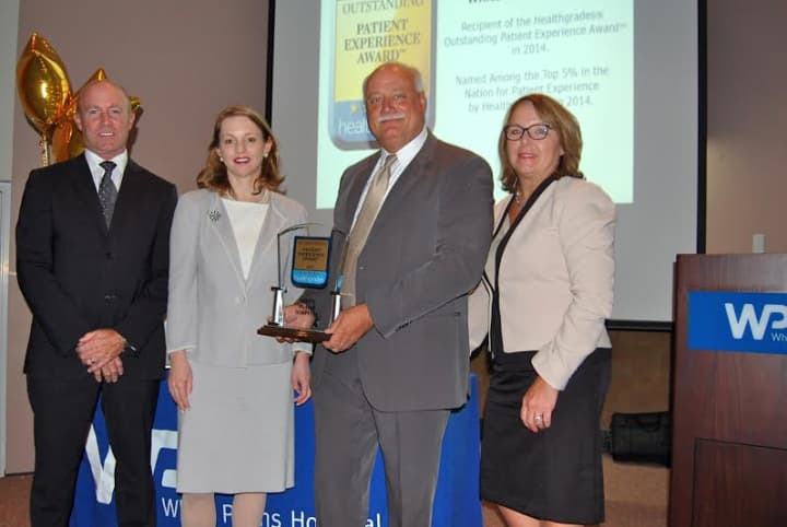 From left: Director of Quality Services and Client Development for Healthgrades Bob Donahue; WPH President Susan Fox; EVP and Medical Director Michael Palumbo, M.D.; and SVP of Patient Care Services and Chief Nursing Officer Leigh Anne McMahon