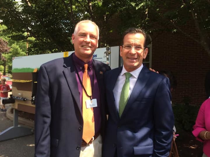 Wilton Family YMCA Executive Director Bob McDowell meets last week with Gov. Dannel Malloy. 