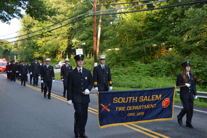 South Salem firefighters march in their parade.