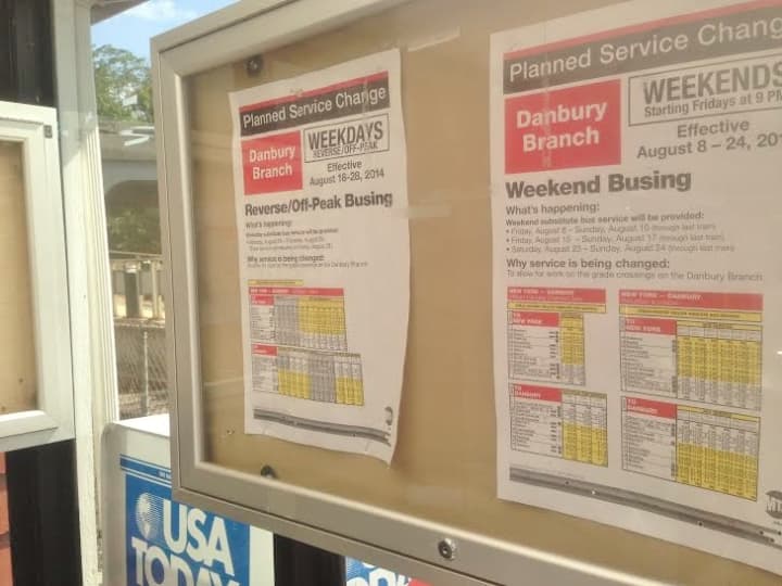 Metro-North Railroad will run buses along the Danbury Branch for the next three weekends. 