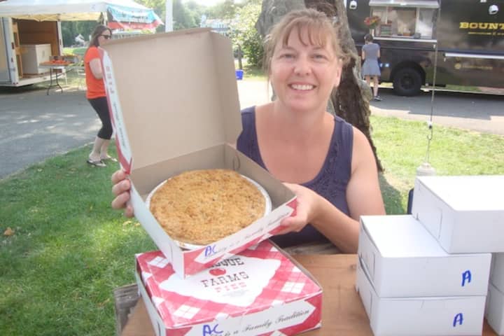 Michelle Tartaglio of Oronoque Farms in Shelton said that farmers markets like the one in Rowayton give the farm a chance to sell its pies to a wider range of customers.