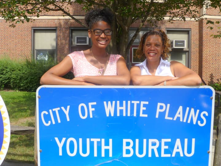 Asia Lyn-Cook (left) with White Plains Youth Bureau Staff Member Adrienne Rivers. 