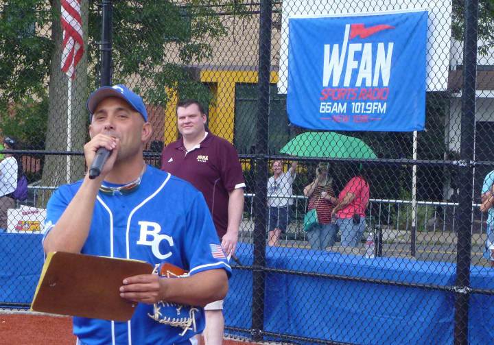 Craig Carton announces the starting lineup for his celebrity all-star team.