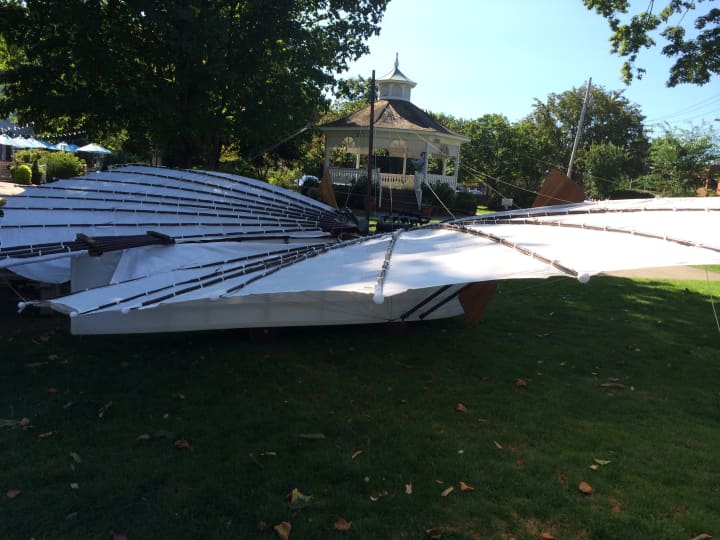 This replica of Gustave Whitehead&#x27;s plane that advocates say was the first mechanized plane to fly in 1901, will be on display in Fairfield&#x27;s Sherman Green Thursday Aug. 14 until 6 p.m. 