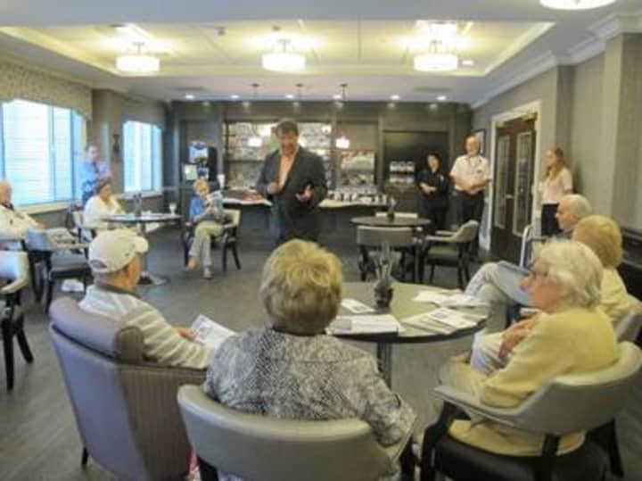 New York State Sen. George Latimer takes questions from residents at The Bristal At Armonk.