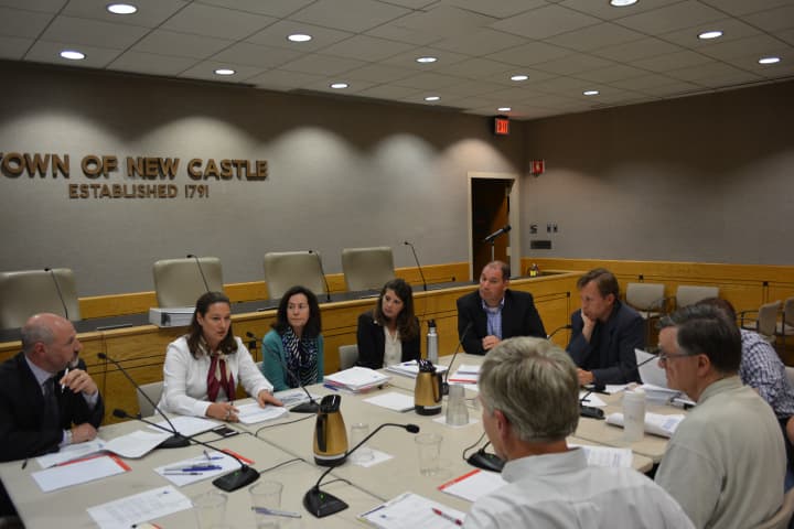The New Castle Town Board at a joint meeting with Planning Board and Master Plan Steering Committee members.