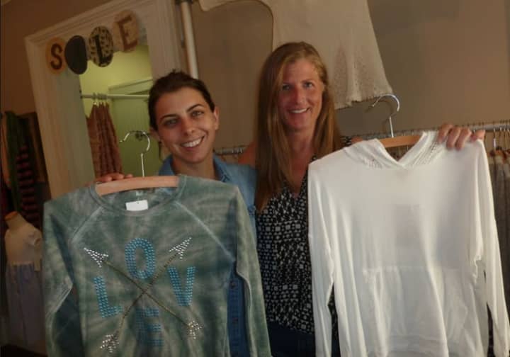 Lauren Mulligan, left, and Melissa Thompson, co-owners of the year-old clothing store Frock &amp; Frill at 237 Danbury Road in Wilton. The business expects to see sales increase during the state&#x27;s sales-tax break this week.