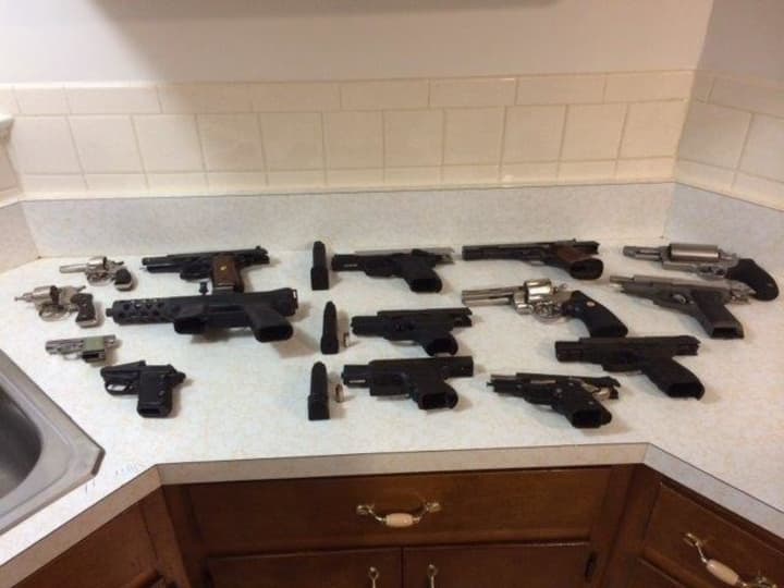 Port Chester police helped recover 15 guns, seven of which they say are illegal. 