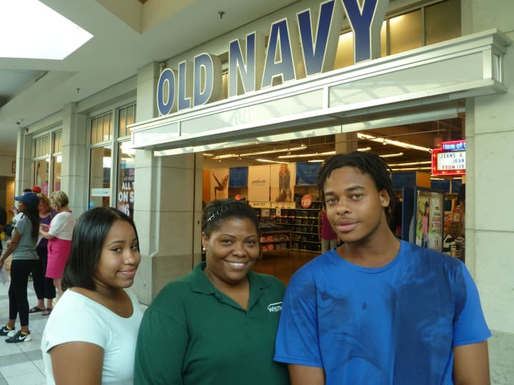 Nakaya Belton, left. and Jessie Clarke, right, get ready for their shopping sprees. 