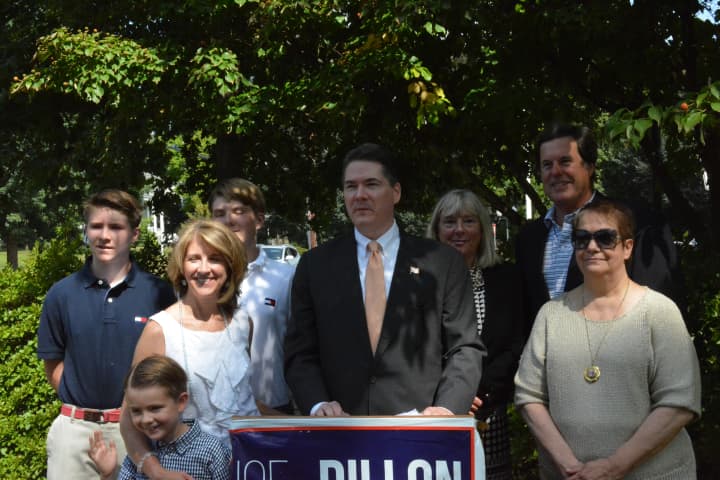 Joe Dillon stopped in Katonah on Tuesday for a campaign announcement.