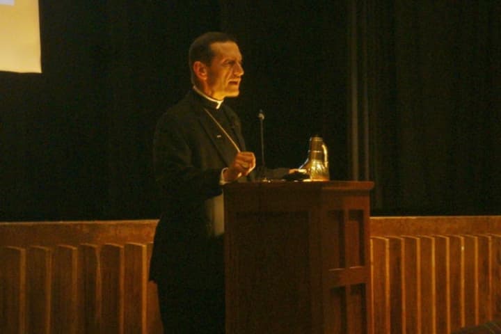 Bridgeport Bishop Frank Caggiano delivers the State of the Diocese address in Norwalk.