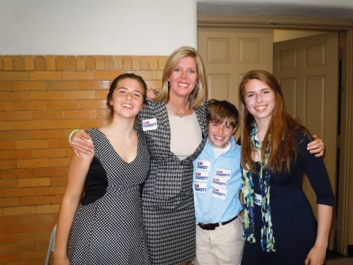 State Senate candidate Kim Fawcett with her children, (from left) Cassie, Nicholas and Kylie Fawcett