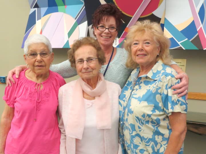 Patricia Casazza, front left, Adele Witt, front middle, Darlene Miakos, volunteer coordinator at Jewish Senior Services, back, and Dolly Wolf, front right. 
