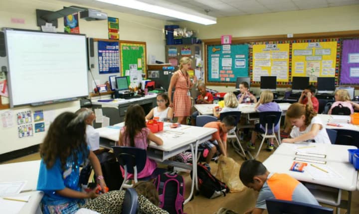The Van Cortlandtville Elementary School on the first day of school on Sept. 3.