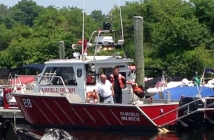 The Fairfield Fire Department rescued a boater from Long Island Sound after the vessel hit a reef. 