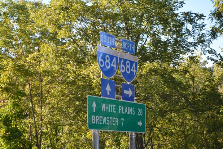 A directions sign for Interstate 684 in North Salem. 