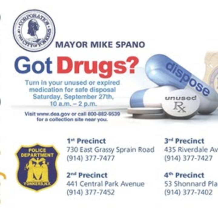 The Yonkers Police Department is participating in a drugs take-back initiative.