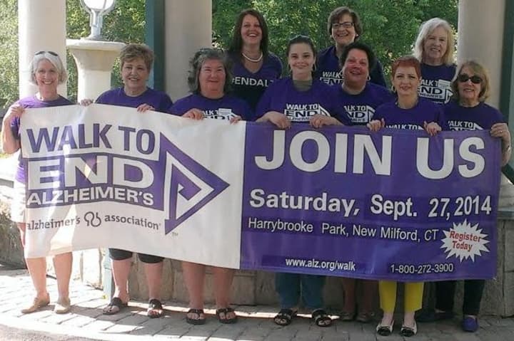 The New Milford Committee for the Walk to End Alzheimer&#x27;s gets ready for their event, scheduled for Sept. 27. See story for IDs.