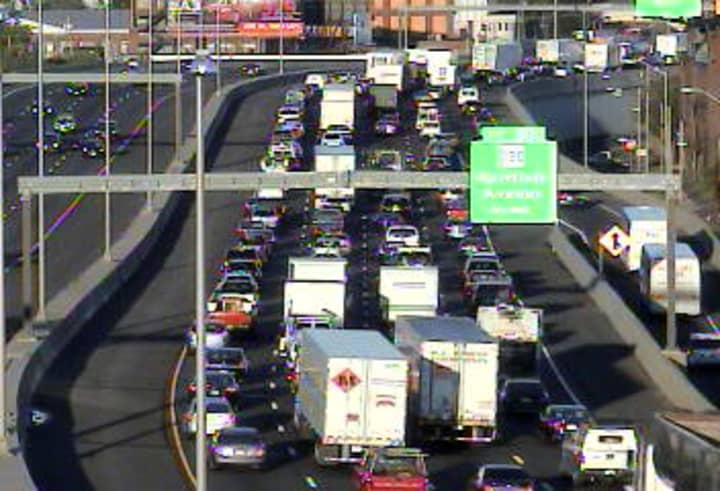 Traffic is bumper to bumper on I-95 at Wordin Avenue in Bridgeport on Wednesday morning. 