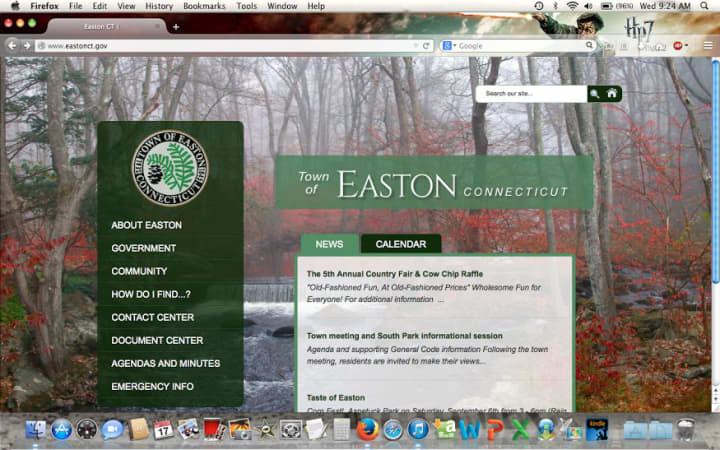 The background photo rotates among different scenic shots around Easton. 