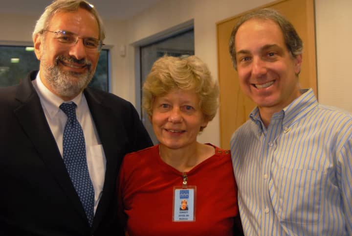 From left, Drs. Charles Starke, Christy Joyce and Richard Strongwater attend a Hudson Valley Hospital Center medical staff meeting Tuesday, Sept. 9.