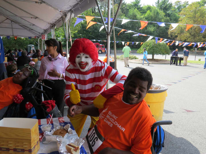 Ronald McDonald made an appearance, much to the delight of the crowd at the Wheelchair Games.