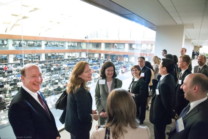 Foreign trade commissioners gather on the trading floor at Morgan Stanley at the Westchester County Association&#x27;s 2013 International Showcase. 