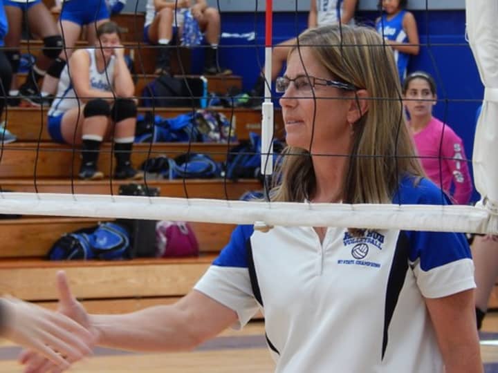 Diane Swertfager, volleyball coach at Hendrick Hudson High School, earns 500th win.