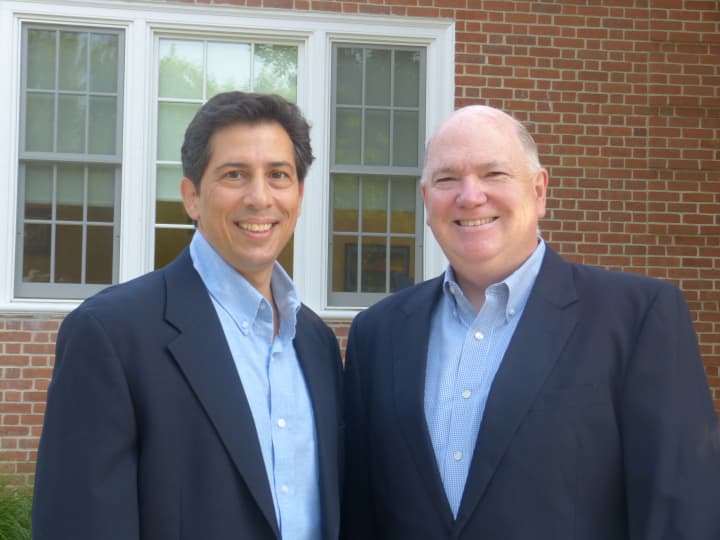 Michael Burke and Tony Imbimbo kicked off their campaigns Sept. 22 to fill two seats on the Darien Board of Education.
