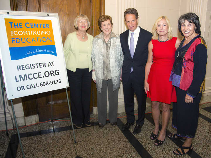 Joining Mr. Geithner are: Fortune magazine editor Carol Loomis, who moderated the evening; The Center&#x27;s co-presidents, Trish Doyle and Janet Demasi; and The Center&#x27;s executive director, Blythe Hamer. 
