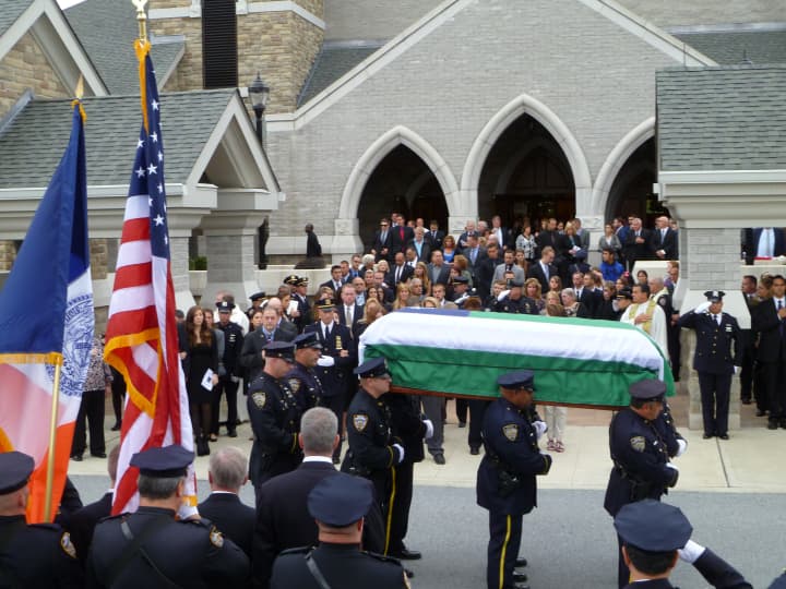 Michael Williams&#x27; funeral in LaGrangeville was widely attended by police from New York City and around the region.