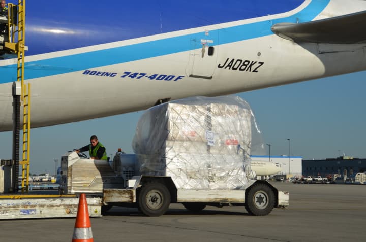 AmeriCares relief supplies are loaded onto a cargo plane at OHare International Airport in Chicago on Tuesday, Sept. 23, as part of a humanitarian aid flight organized by Airlink.