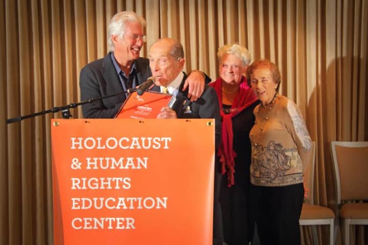 The Holocaust &amp; Human Rights
Education Center (HHREC) presented the Eugene M. &amp; Emily Grant Spirit of Humanity Award to Actor, Humanitarian Activist and Philanthropist Richard Gere at a
benefit held before 200 people. 