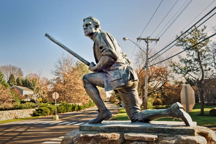 The midpoint of restoration of the Minute Man Monument in Westport will be marked with a capstone-laying ceremony on Thursday, Oct. 2.
