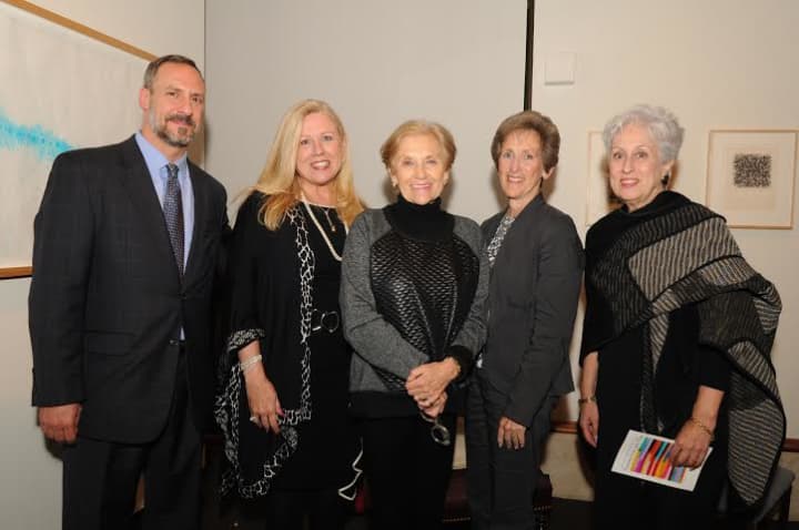 From left, Brian Lang, curator, Corporate Art Collection; Jean Marie Connolly, senior director, BNY Mellon Wealth; Janet T. Langsam, CEO, ArtsWestchester; Froma Benerofe, president, ArtsWestchester Board, Jacqueline Walker, past board president.