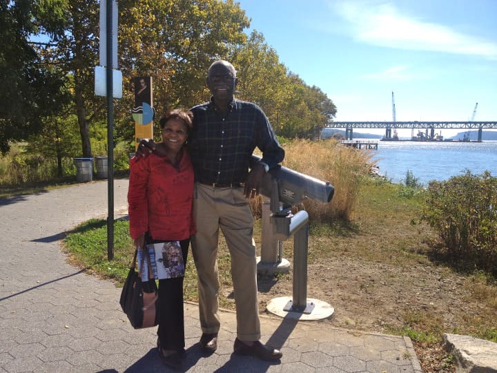 Sylvia and Walter Simon on White Plains at the new Tappan Zee construction viewing area in Tarrytown