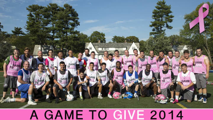 New Rochelle lacrosse team Salt Sshakerz contributes money toward breast cancer support group through A Game To Give.