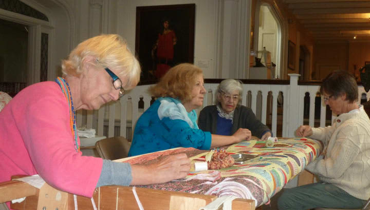 Women work on a quilt at the Stamford Museum &amp; Nature Center that will be used as a fundraiser for the museum. From left are: Doris Ieva, Pia DeLuca, Laura Lovello and Sonhild Rodney.