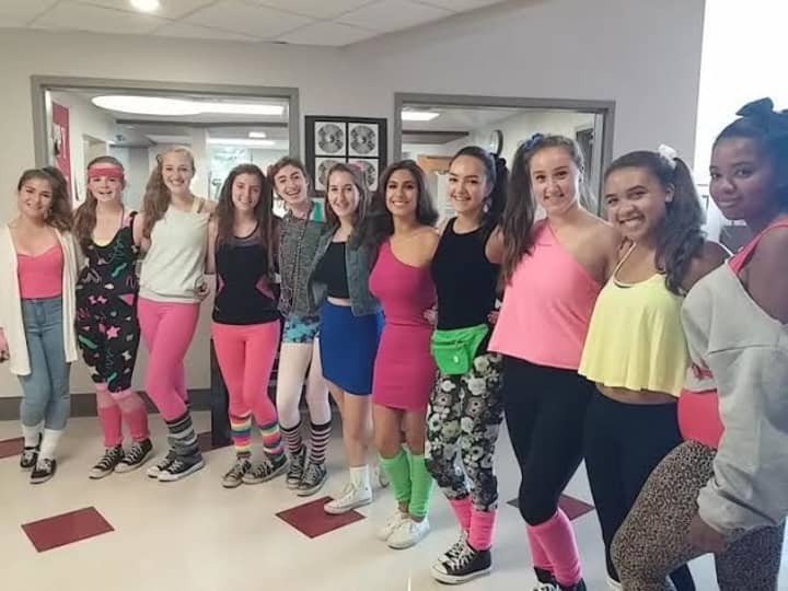 Seniors dressed in garb of the 80s and the MTV generation.