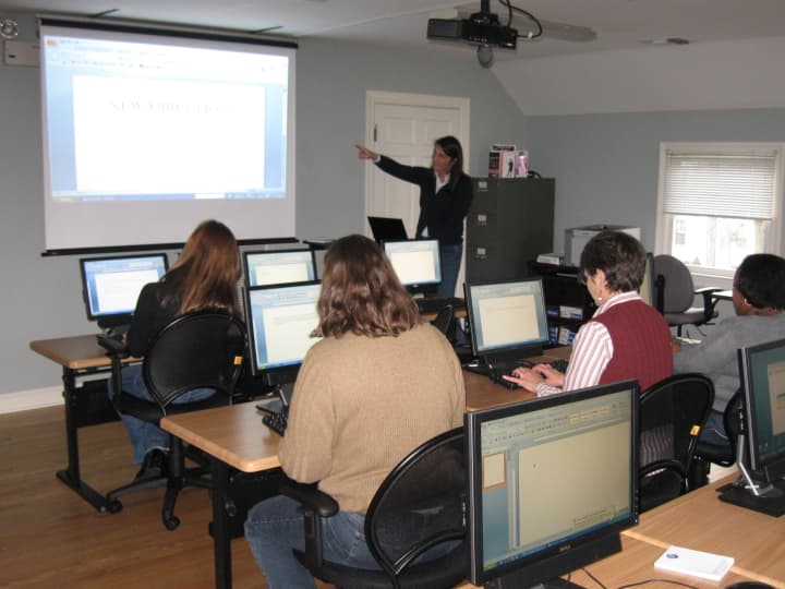 Women learn Microsoft Office programs during classes at the YWCA Darien/Norwalk.